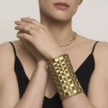Wide Gold-Plated Woven Cuff Bracelet - ORSKA Bery Collection