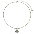 Short necklace with green natural stones and amethyst pendant from the Duo collection
