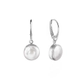 Round silver earrings with pearls from the Perle collection