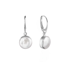 Round silver earrings with pearls from the Perle collection