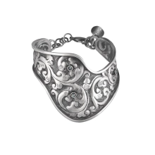 Graphite, hand-repussé bracelet from the Nepal collection