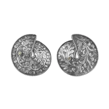 Graphite, round earrings from the Nepal collection