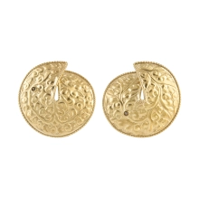 Round earrings with a plant ornament from the Nepal collection