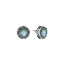 Round graphite earrings with labradorites from the Nepal collection