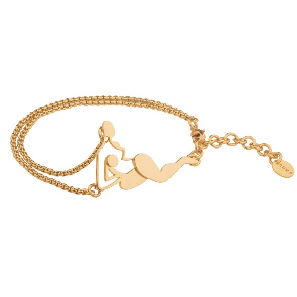 Brass bracelet with a woman and a thin chain from the Body collection BA31-3 - ORSKA jewelry