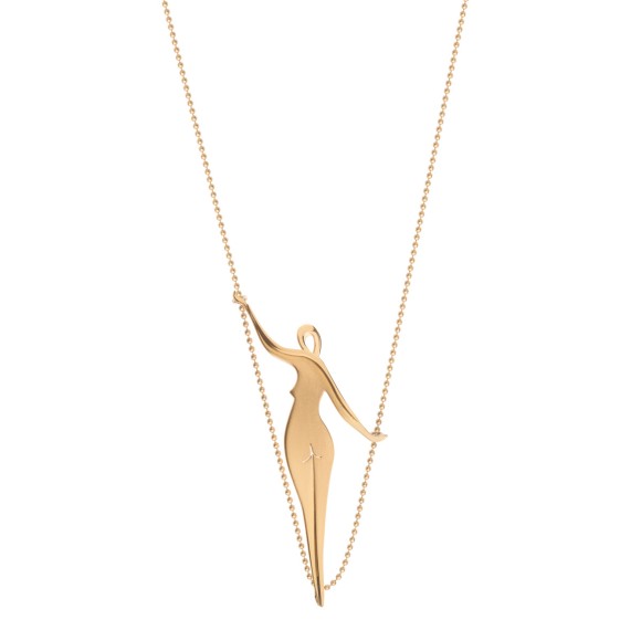Original brass necklace with woman pendant from the Body collection  BN51-4 - ORSKA jewelry