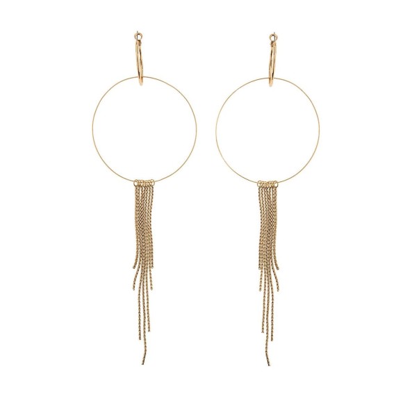 Brass hoop earrings with decorative chains from the Vintage collection BOK32-3-1 ORSKA jewelry