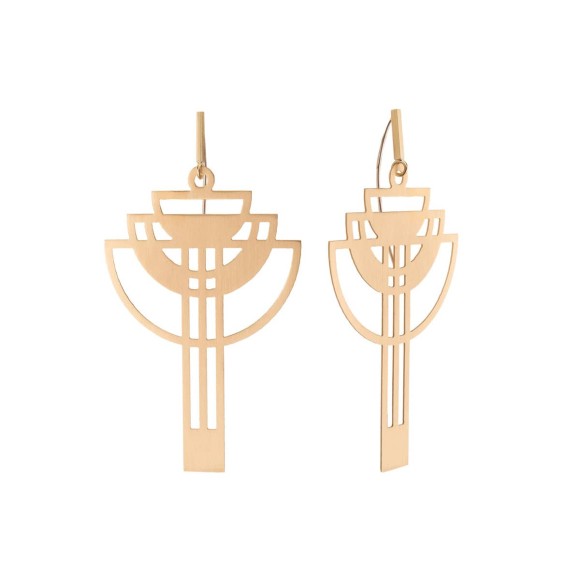 Golden openwork geometric earrings from the Nano collection - NAK28-2- Orska jewelry