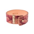 Leather bracelet  with a colored tattoo of a peony by ORSKA jewelry