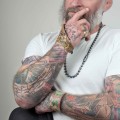 Artistic glove bracelet with a tattoo from the Tattoo collection by ORSKA jewelry