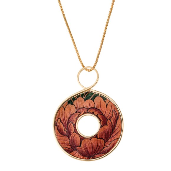 TTN96-1 Golden necklace with a peony from the Tattoo collection by ORSKA jewelry