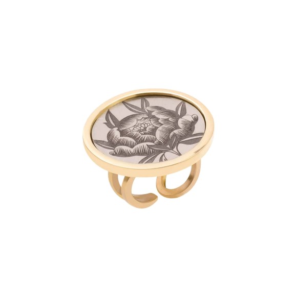 TTP42-3 Large ring with a peony from the Tattoo collection by ORSKA jewelry