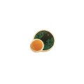 Round pin with amber and recycled plastic handmade by ORSKA jewelry brand