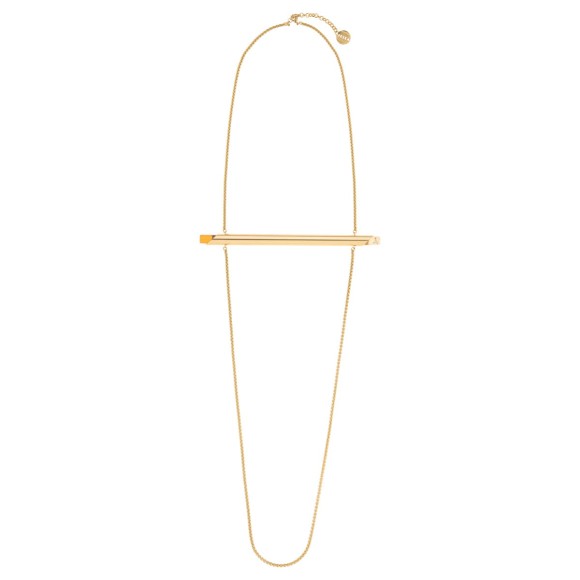 Long necklace in high shine with Baltic amber by ORKSA jewelry brand