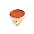 Ring with round cognac amber by ORSKA jewelry