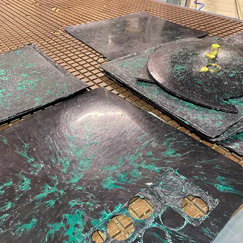 Experimental material made off abandoned fishing nets