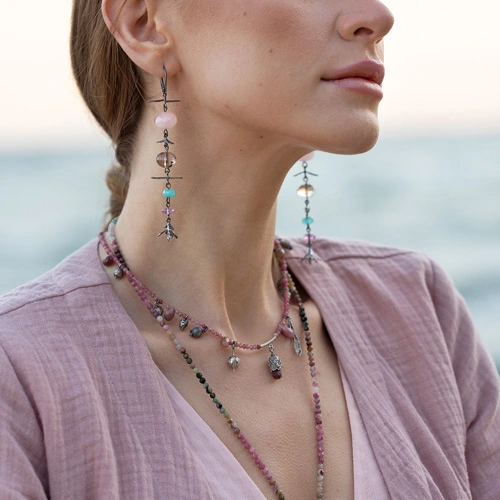 Silver earings with natural stones