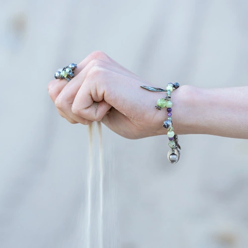 Silver jewelry with natural stone