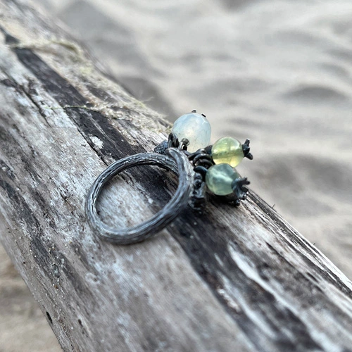 Silver ring with fluorite