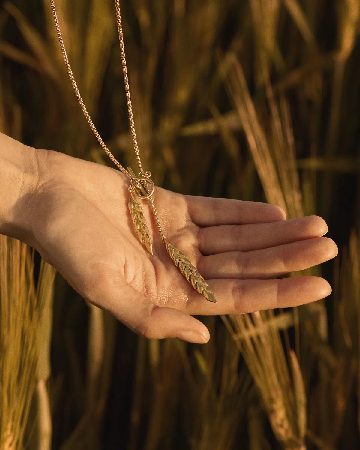 Gold-plated necklace with ears of grain by ORSKA