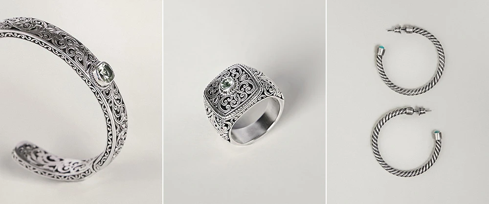 Silver openwork jewelry