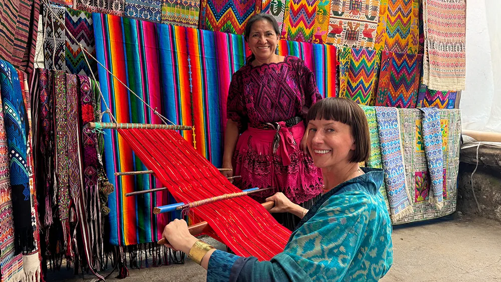 Anna Orska weaving in Guatemali