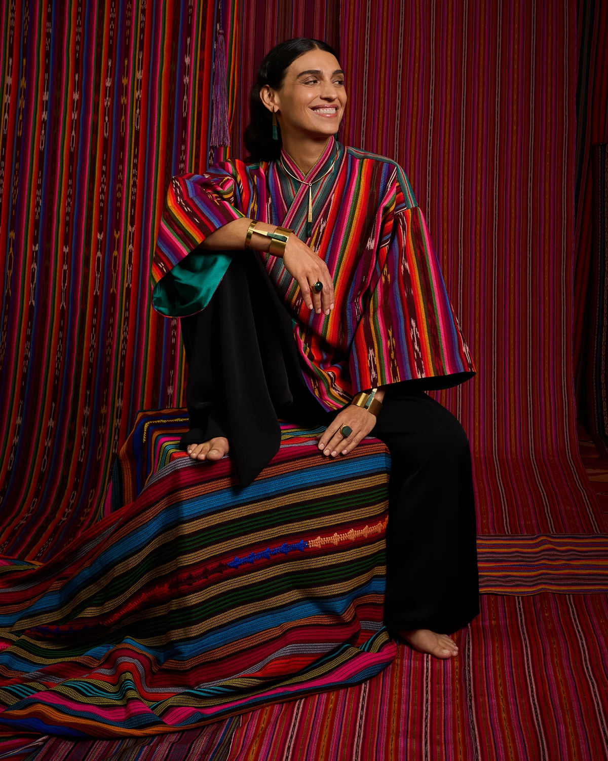 Handwoven, colorful kimonos from Guatemala collection