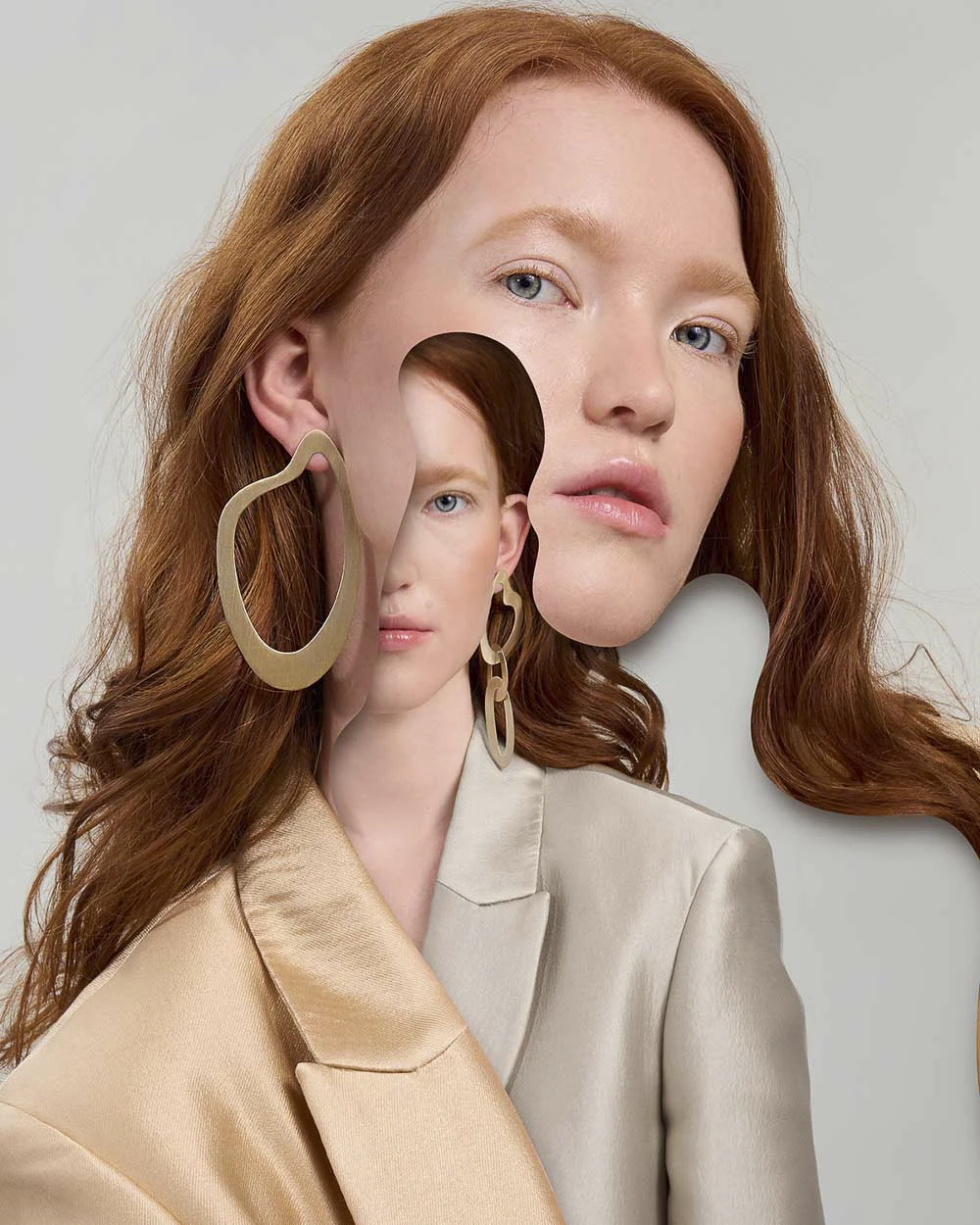 Large, assymetric earrings from the Tache collection by ORSKA