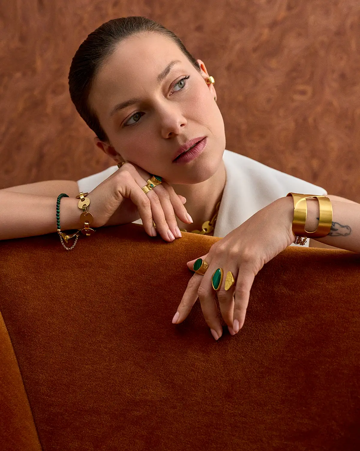Handmade rings and bracelets with malachite by ORSKA