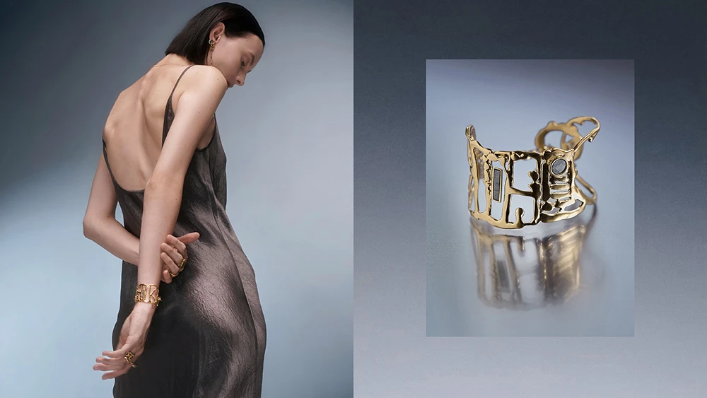 Goldplated jewelry with meteorites