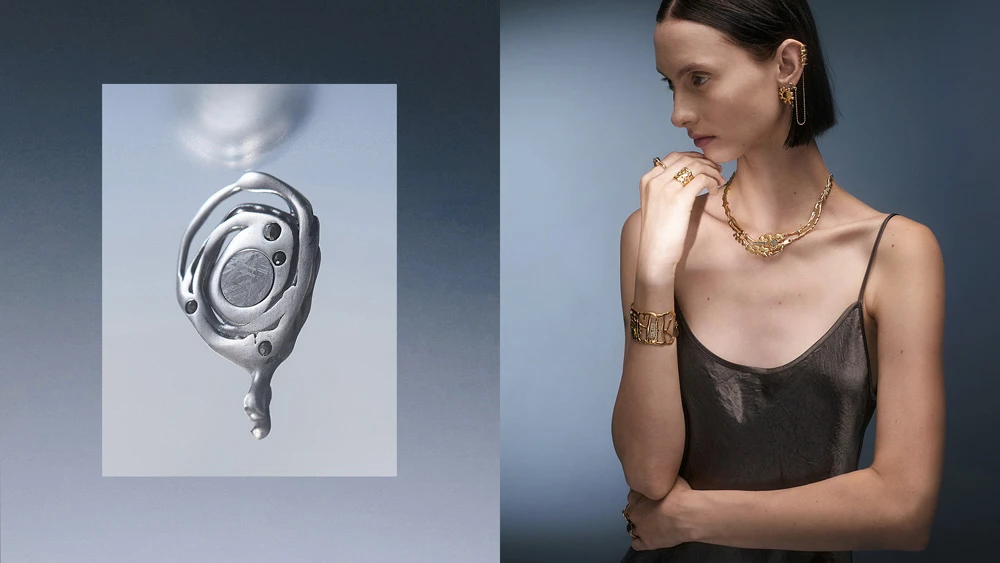 Artistic jewelry with meteorites