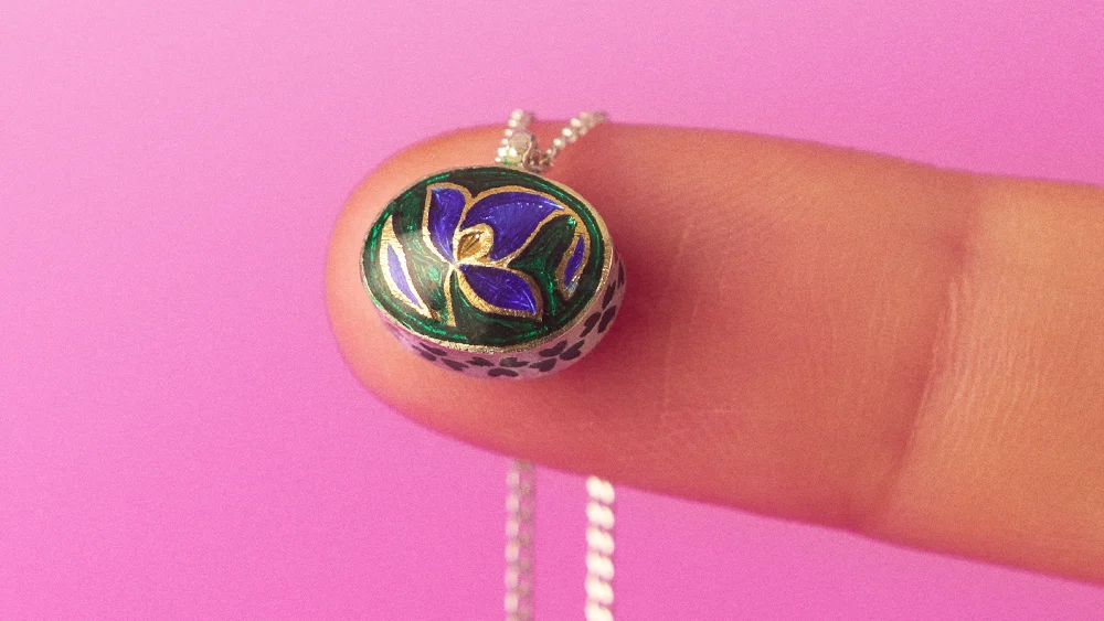 Silver enameled pendant from the ORSKA Minakari collection