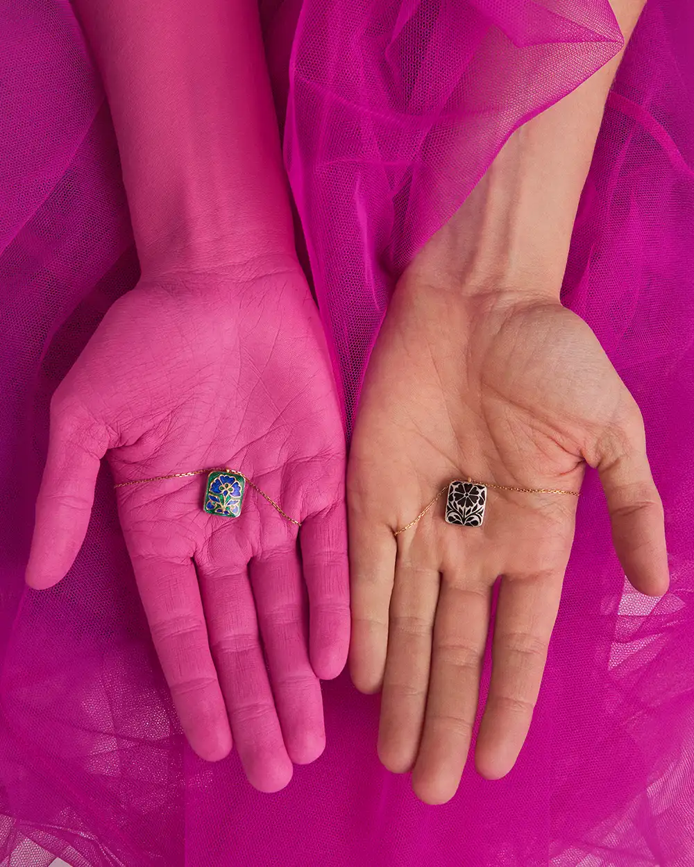 Double-sided enameled necklaces from India by ORSKA