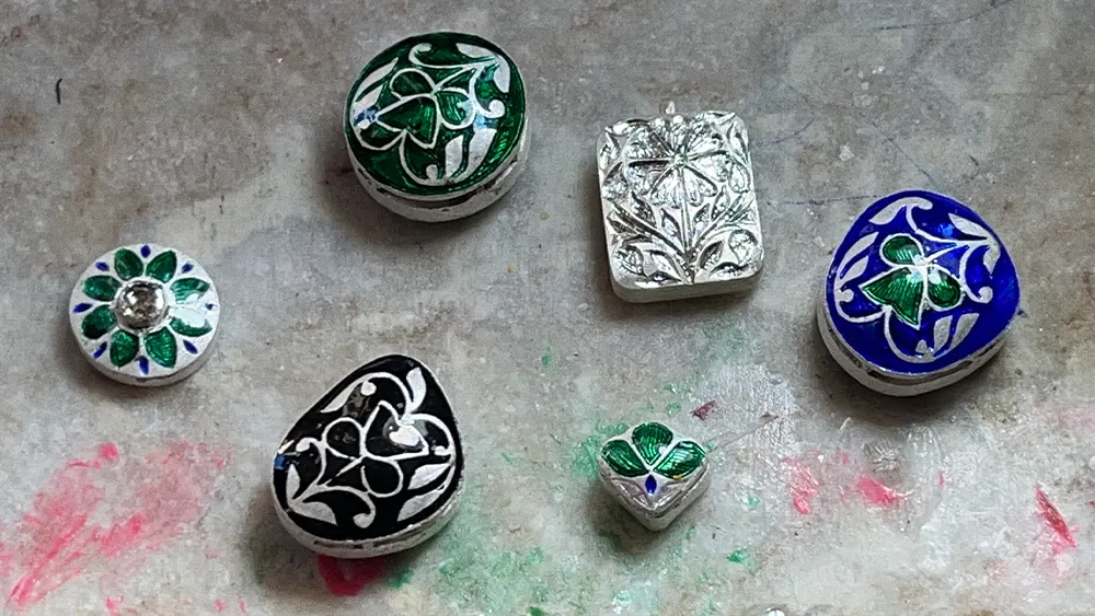 Enameled Minakari jewelry components