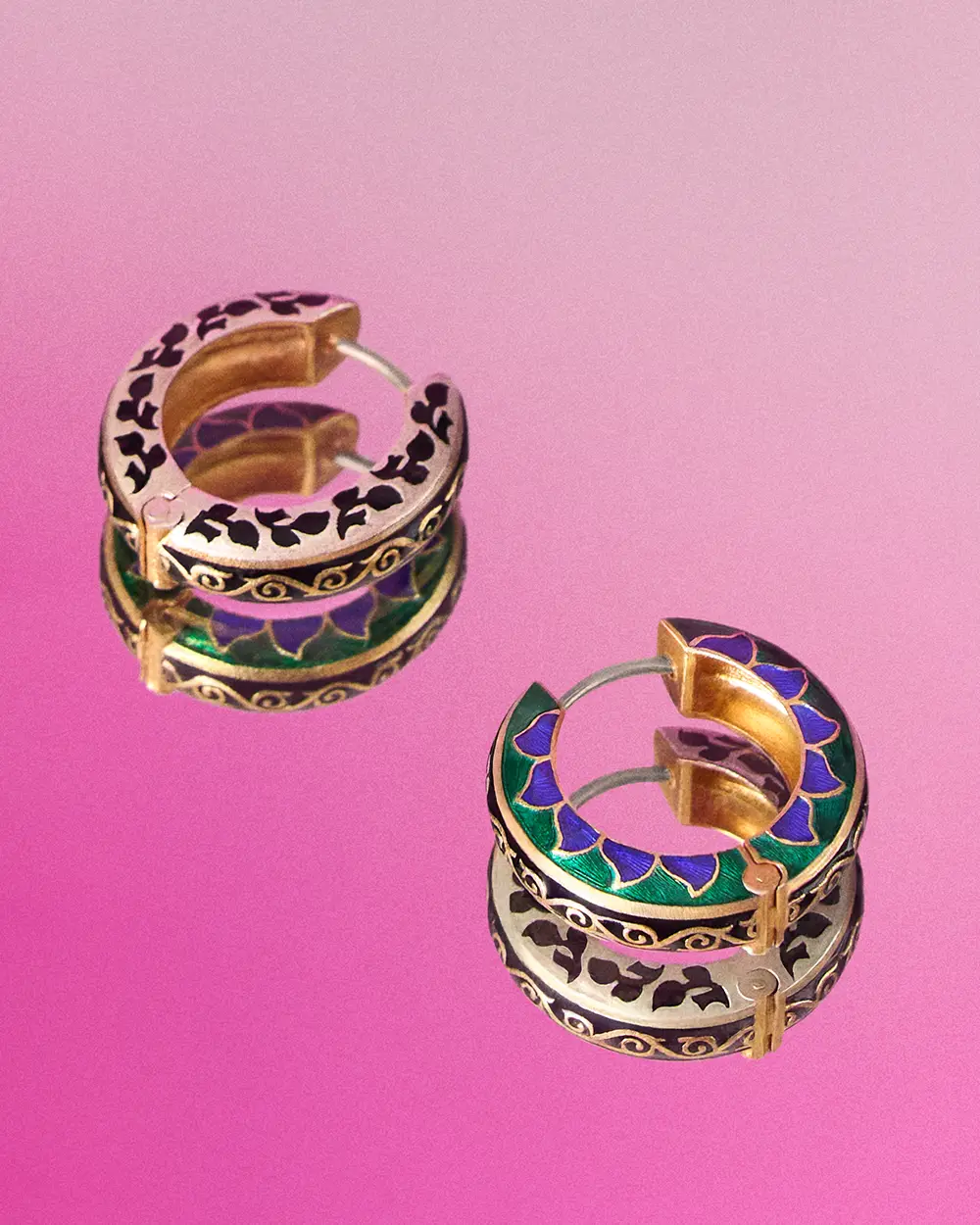 Double-sided hoop earrings with enamel by ORSKA