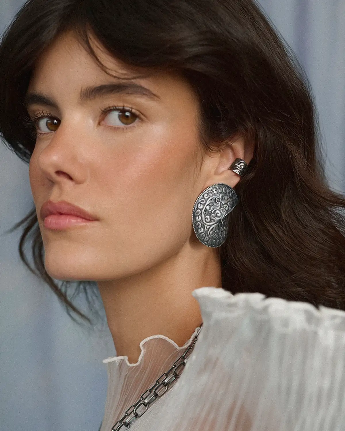 ORSKA dark labradorite earrings from Nepal
