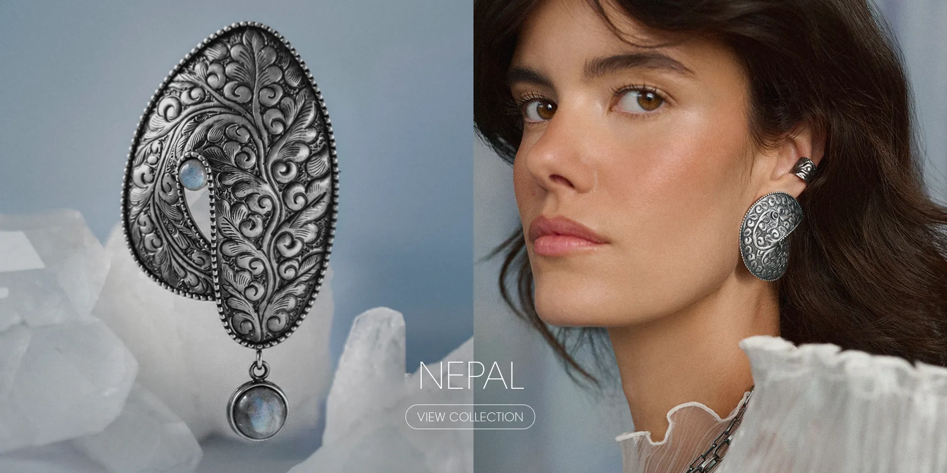 Nepal Collection – dark, repoussé jewelry with labradorite from Kathmandu by ORSKA.