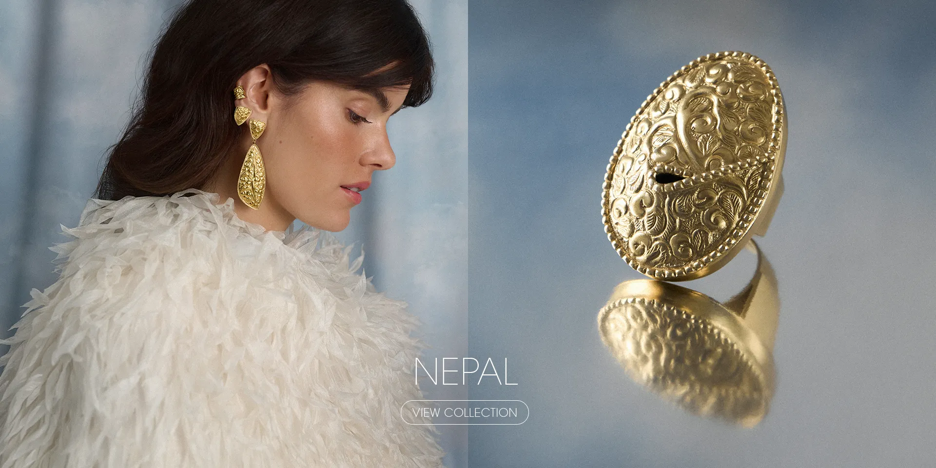 Nepal Collection – gold repoussé jewelry with labradorite by ORSKA