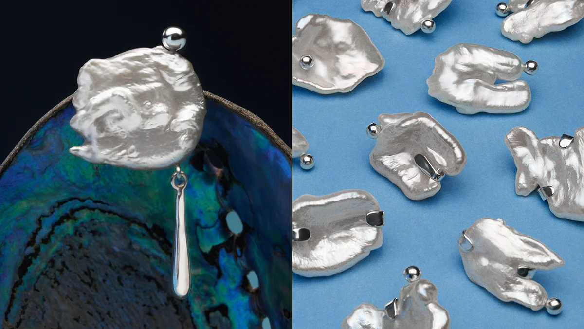 Silver pins with large pearls from the Perle collection