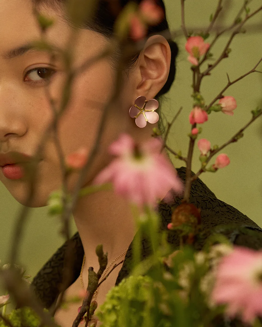 Pink cherry blossom earrings by ORSKA