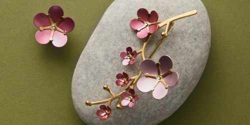 Handmade jewelry with pink cherry flowers by ORSKA