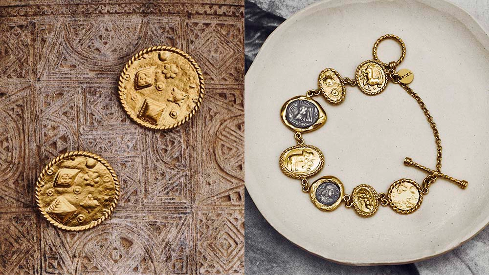 Goldplated bracelets with silver symbols from the Semios collection by ORSKA