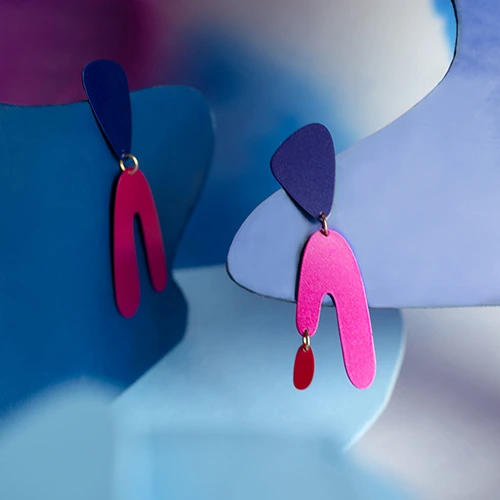 Purple-ping earrigs from the Tache collection by ORSKA