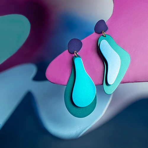 Assymetrical, tourquise earrings from the Tache kollecion by ORSKA