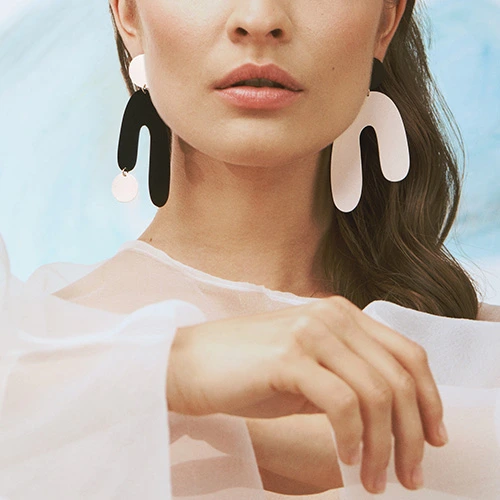 Black and white artistic earrings by ORSKA