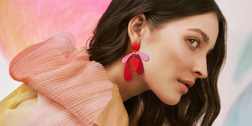 Handmade, red earrings by ORSKA